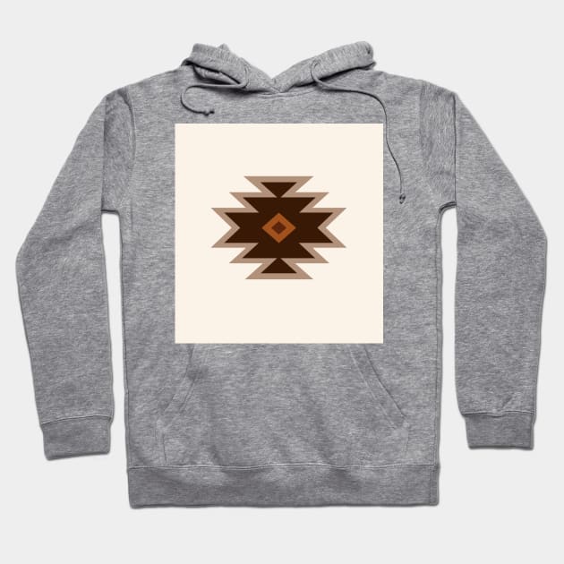 Aztec Single Motif Art Browns Rust Cream Hoodie by NataliePaskell